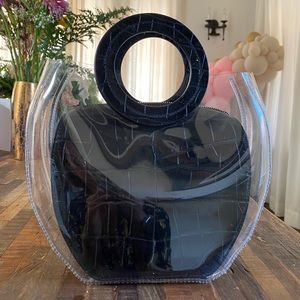 Staud Frida Bag Black Croc Leather